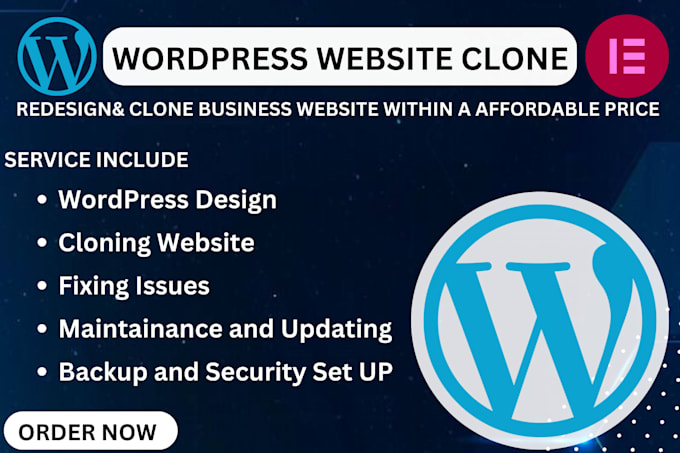 Gig Preview - Create copy fix revamp clone wordpress website, website design and redesign