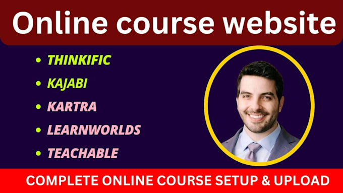 Gig Preview - Setup your online course website with teachable, learnworlds, kajabi, thinkific