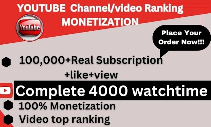 Gig Preview - Youtube channel promotion USA subscription, video ranking to unlock monetization