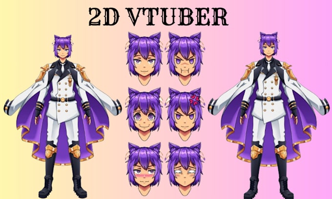 Gig Preview - Design 2d model rig pro live vtuber anime style furry character vtube studio