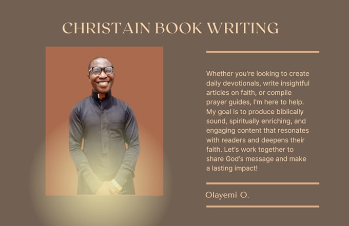 Gig Preview - Write christian deliverance prayer book, bible study and devotionals