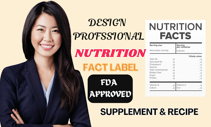 Gig Preview - Do fda, cfia, fsanz compliant nutrition fact label supplement for recipe