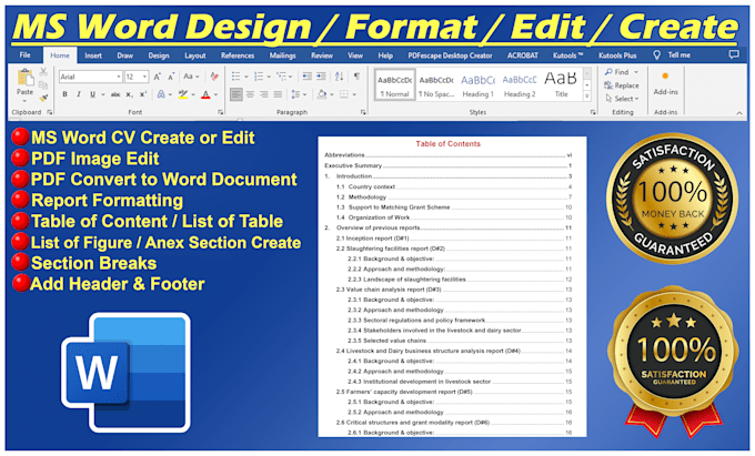 Gig Preview - Do ms word files design, format, edit, create, even from images too