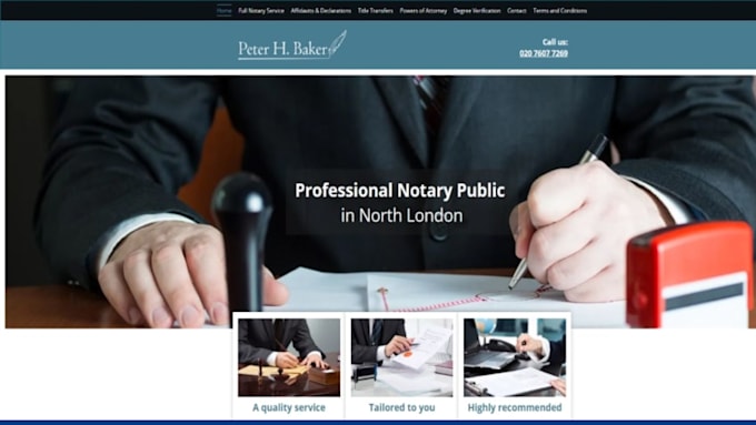 Gig Preview - Notary website, notary landing page, notary wordpress website, notary logo