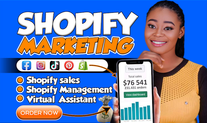 Gig Preview - Be your shopify manager, USA, UK, virtual assistant for shopify sales marketing