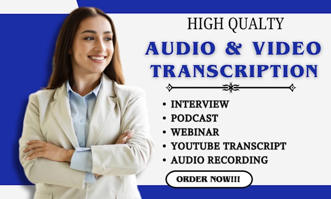 Gig Preview - Transcribe your audio file to text, video transcription youtube video transcript