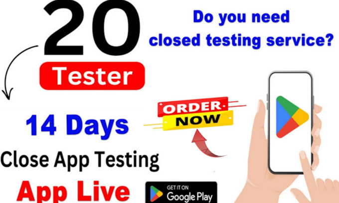 Gig Preview - 20 tester for goggle play console closed testing app testing for 14 days