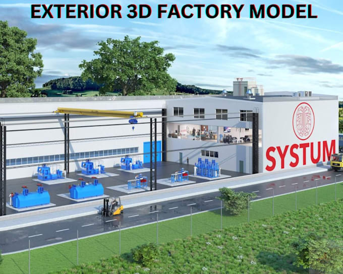 Gig Preview - Do an industrial 3d factory model, workshop layout, 3d warehouse, 3d site plan