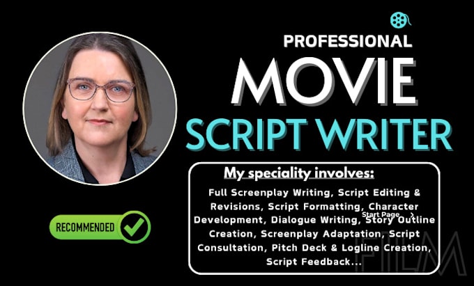 Gig Preview - Be your movie script writer, screenplay writer, scriptwriter, screenwriting