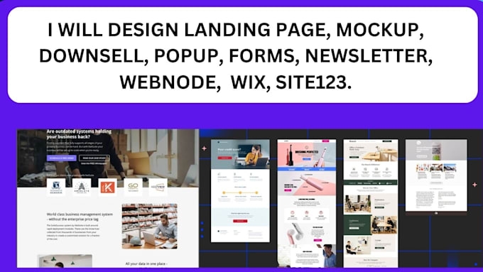 Gig Preview - Design landing page mockup downsell popup forms newsletter webnode  wix site123