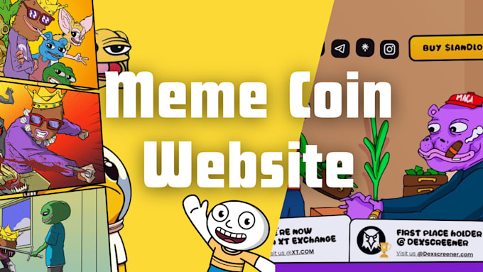 Gig Preview - Meme coin website, solana meme coin website, meme coin logo, meme coin listing