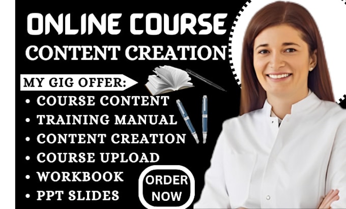 Gig Preview - Create online course content creation training manual workbook PPT slide