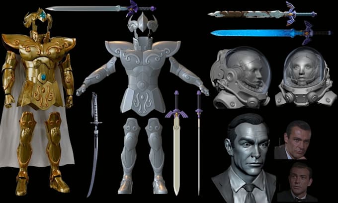 Gig Preview - Sculpt 3d cosplay model props armor sword full knight head model for 3d printing