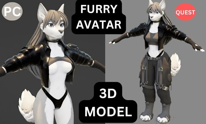 Bestseller - create vrchat avatar furry fursona vr nsfw vrc character 3d model anime vtuber