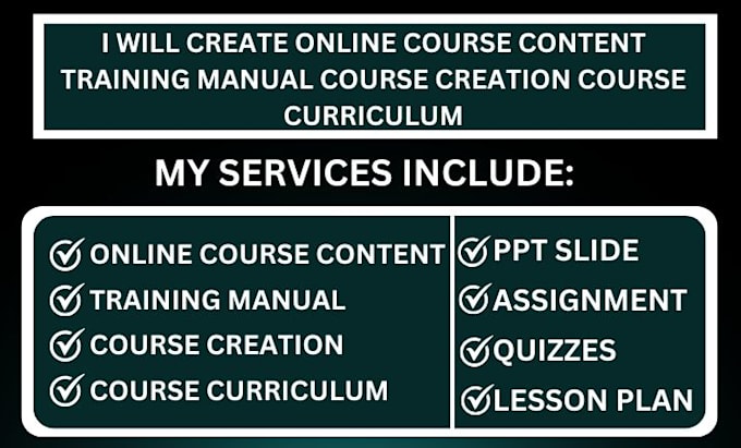 Gig Preview - Create online course content training manual course creation course curriculum