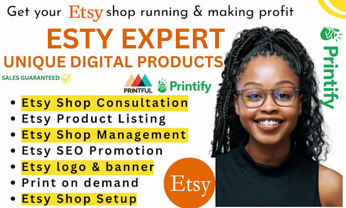 Gig Preview - Setup esty digital product, design esty shopify pod for esty sales promotion