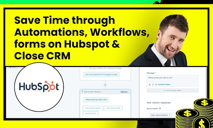 Gig Preview - Setup hubspot CRM automation form email workflow, marketing automation close CRM