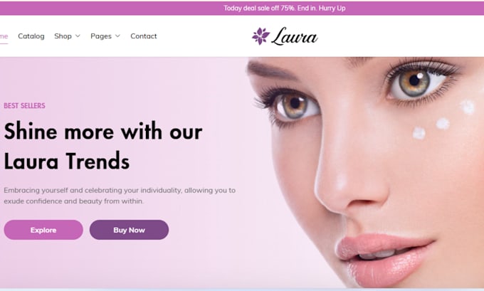 Gig Preview - Build beauty care product shopify store cosmetic skincare website design