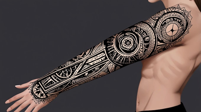 Gig Preview - Create sleeve tattoo design in geometric style