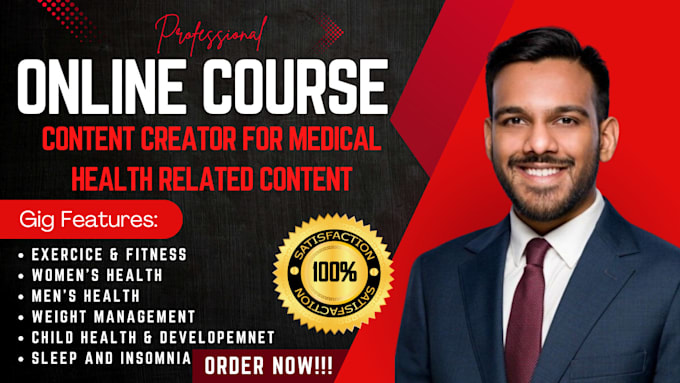 Gig Preview - Create online course content, course creation medical health, fitness creation