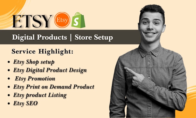 Gig Preview - Do etsy digital product design, setup etsy shop, etsy digital planner, etsy SEO