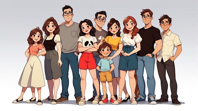 Gig Preview - Design a professional disney family portrait