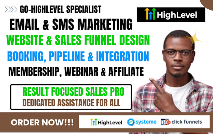 Gig Preview - Build sales funnels, landing pages in go high level, groove funnels, systeme io