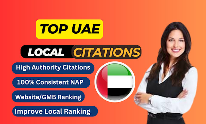 Gig Preview - Do uae dubai local citations for business seo gmb ranking listings