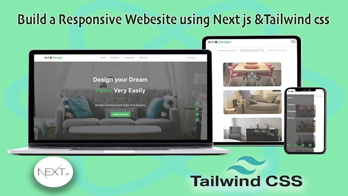 Gig Preview - Build responsive websites using nextjs and tailwind CSS