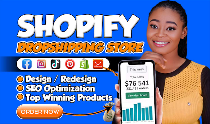 Gig Preview - Create and monetize dropshipping shopify store, or redesign shopify website