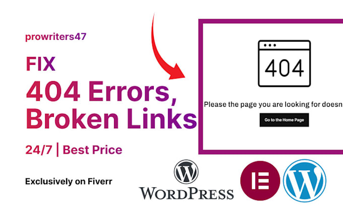 Gig Preview - Fix broken links, website audit, 404 errors, wordpress issues, elementor fix