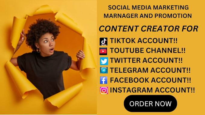 Gig Preview - Manage and grow your social media on tiktok, youtube, and more