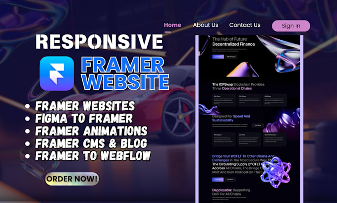 Gig Preview - Design framer website develop framer website framer animation webflow website