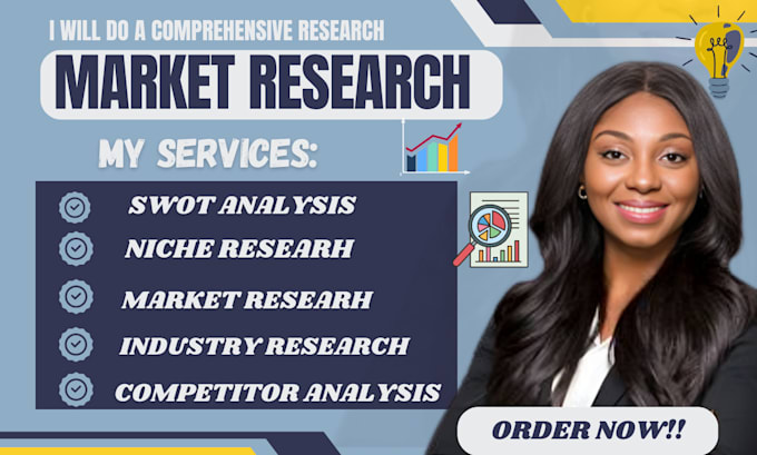 Gig Preview - Do market research niche research market analysis swot analysis market report