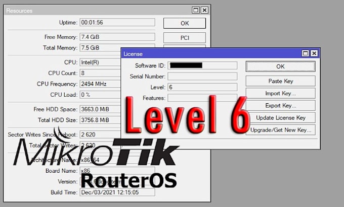 Gig Preview - Provide mikrotik level 6 license on ssd for unlimited users