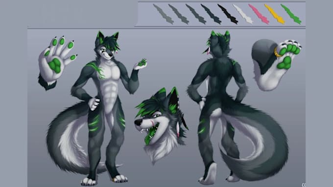 Gig Preview - Do furry reference sheet furry art anime art fursona oc furry sheet furry model