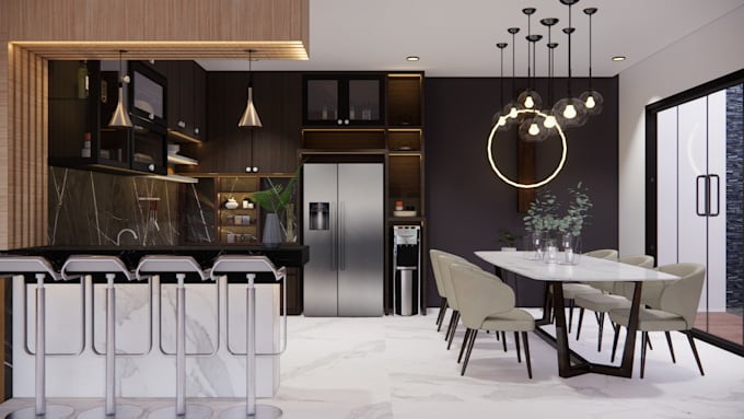 Gig Preview - 3d rendering interior design for your kitchen