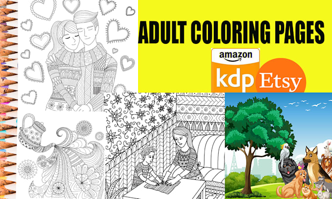 Gig Preview - Create coloring book coloring pages for children and adults for kdp and etsy