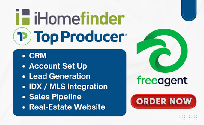 Gig Preview - Do ihomefinder, freeagent CRM, top producer, real estate website