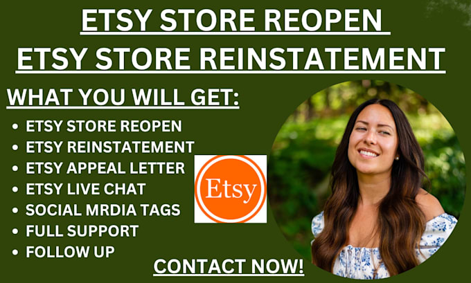 Gig Preview - Reopen etsy store suspension etsy reinstatement appeal letter for etsy store