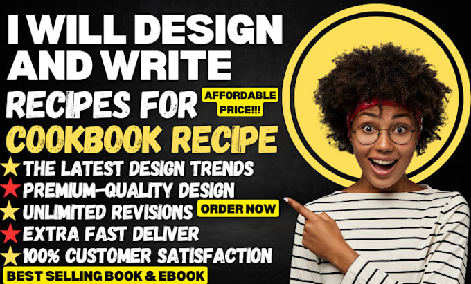 Gig Preview - Design, and write recipes for cookbook recipe book and ebook