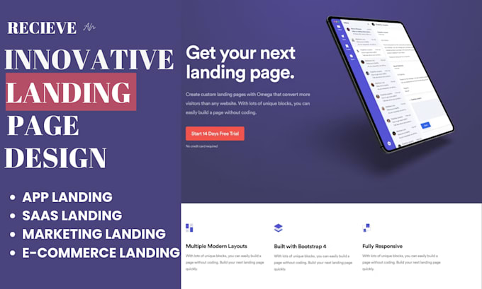 Gig Preview - Build figma landing page saas landing page design, ecommerce figma design