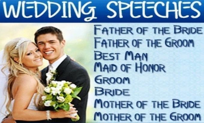 Gig Preview - Write a funny father and mother of the bride, groom speech for wedding occasion