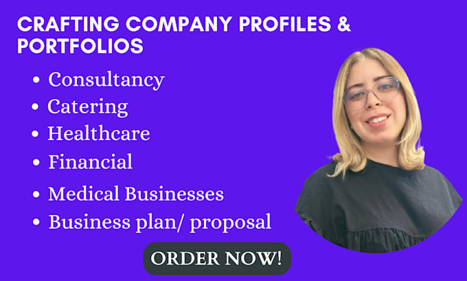 Gig Preview - Do profiles and portfolios for catering, consultancy, finance and healthcare