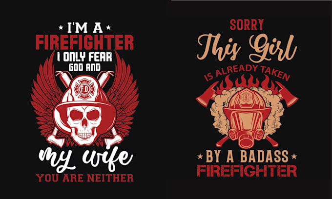 Gig Preview - Make custom t shirt skull firefighter logo