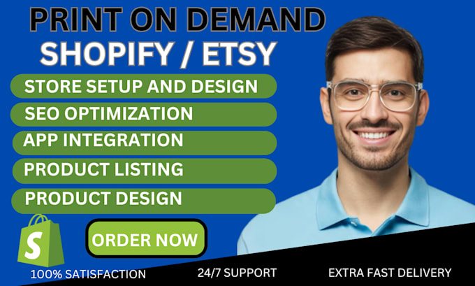 Gig Preview - Do shopify design, shopify and etsy print on demand and dropshipping