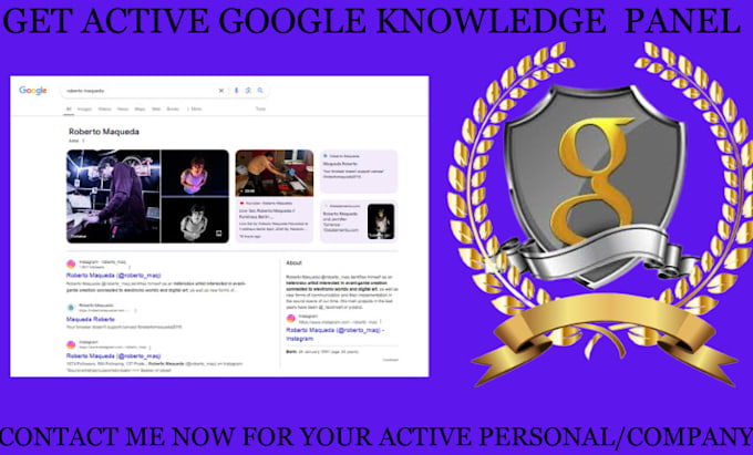 Gig Preview - Build verified and active google knowledge panel for personal  or company