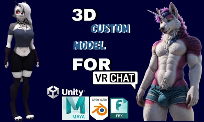 Gig Preview - Create a 3d model anime furry avatar for vrchat games and pc