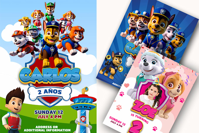 Gig Preview - Invitation paw patrol boy personalized