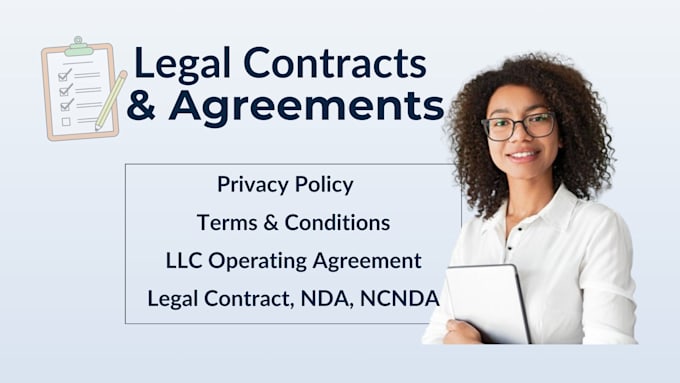 Gig Preview - Write legal contracts, agreement, nda, privacy policy, terms and conditions